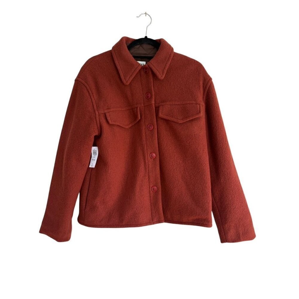 NWT Aritzia Sunday Best Rich Rust Color Merino Wool Shirt Jacket Small